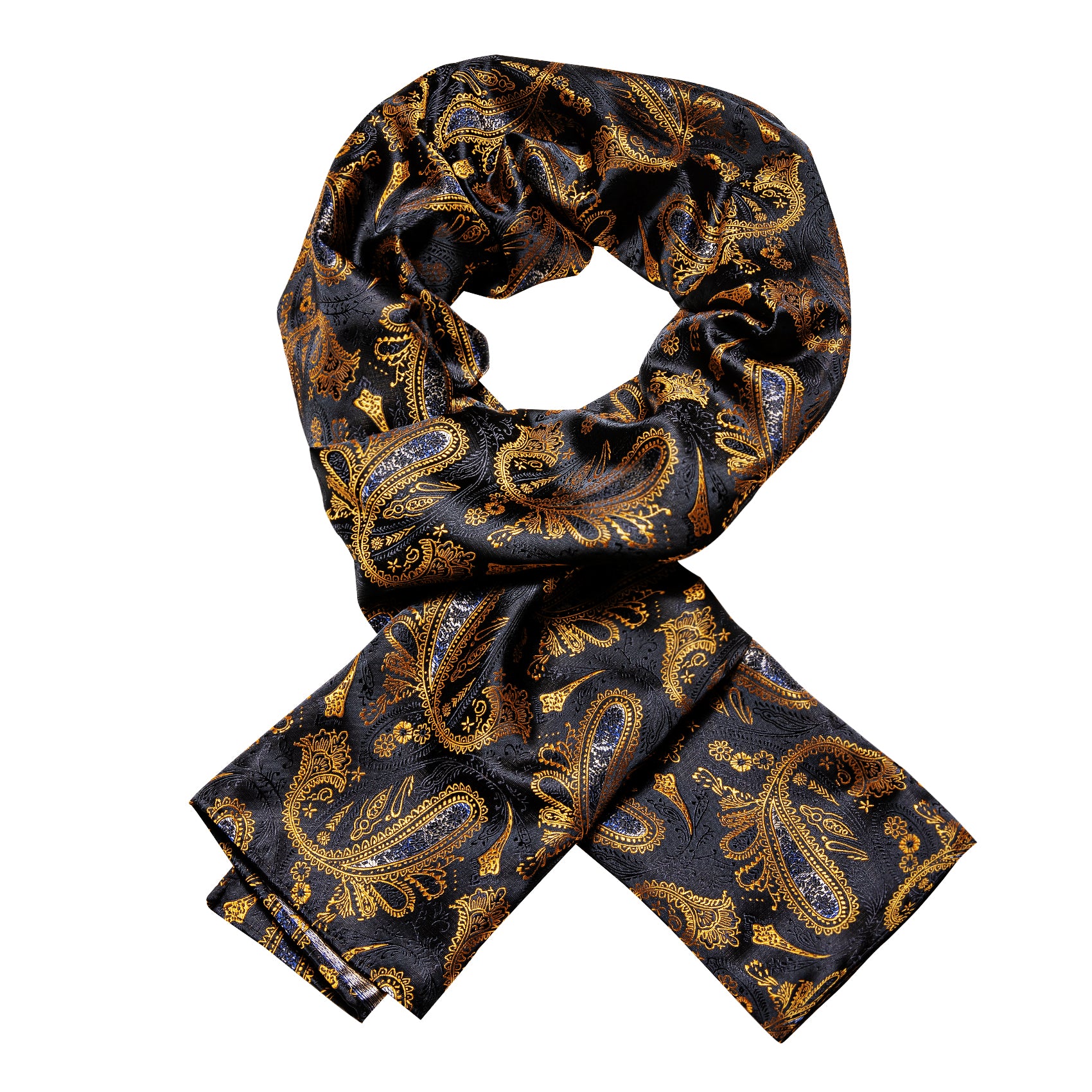 New Black Gold Paisley Scarf