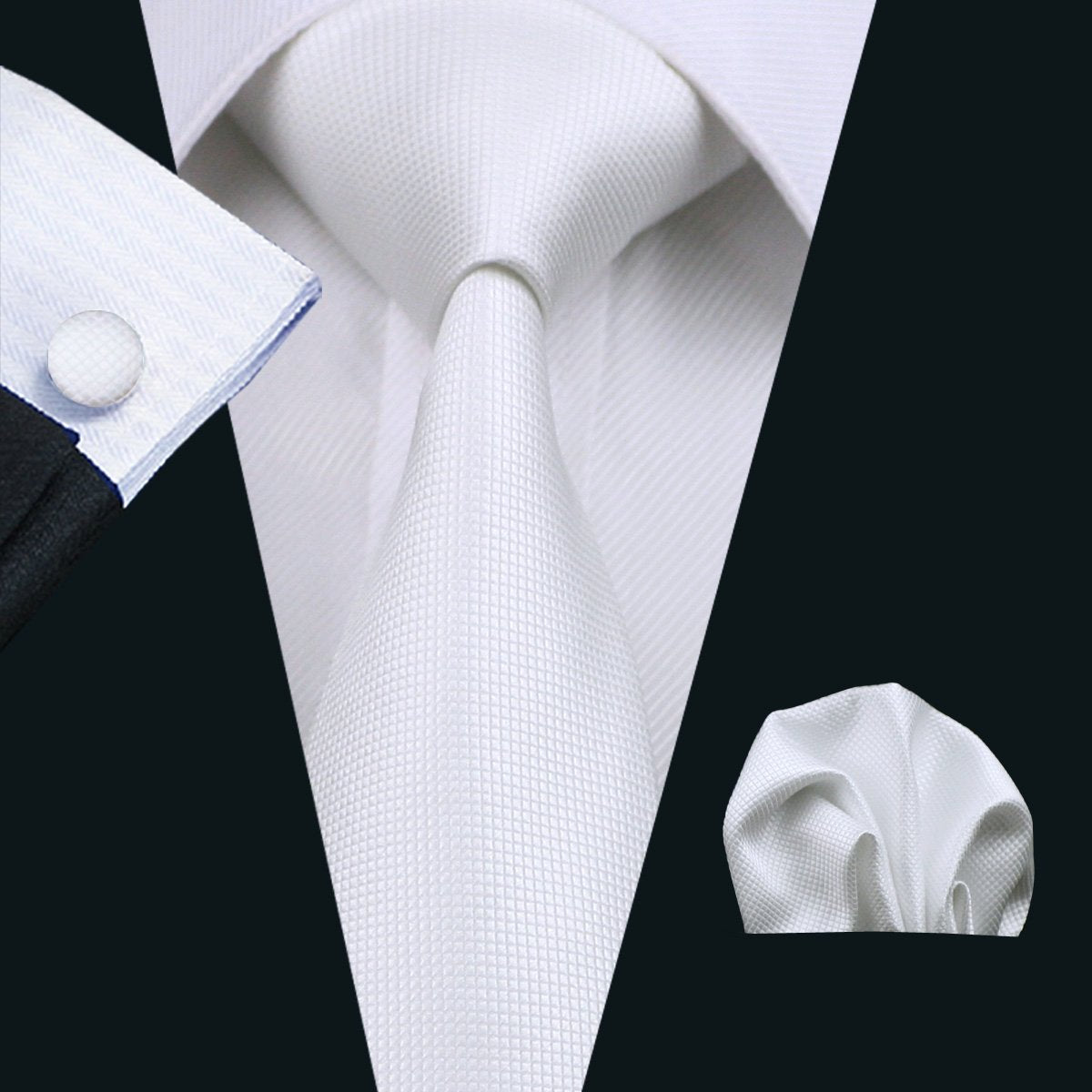 Solid Tie Pocket Square Cufflinks Set - barry-wang