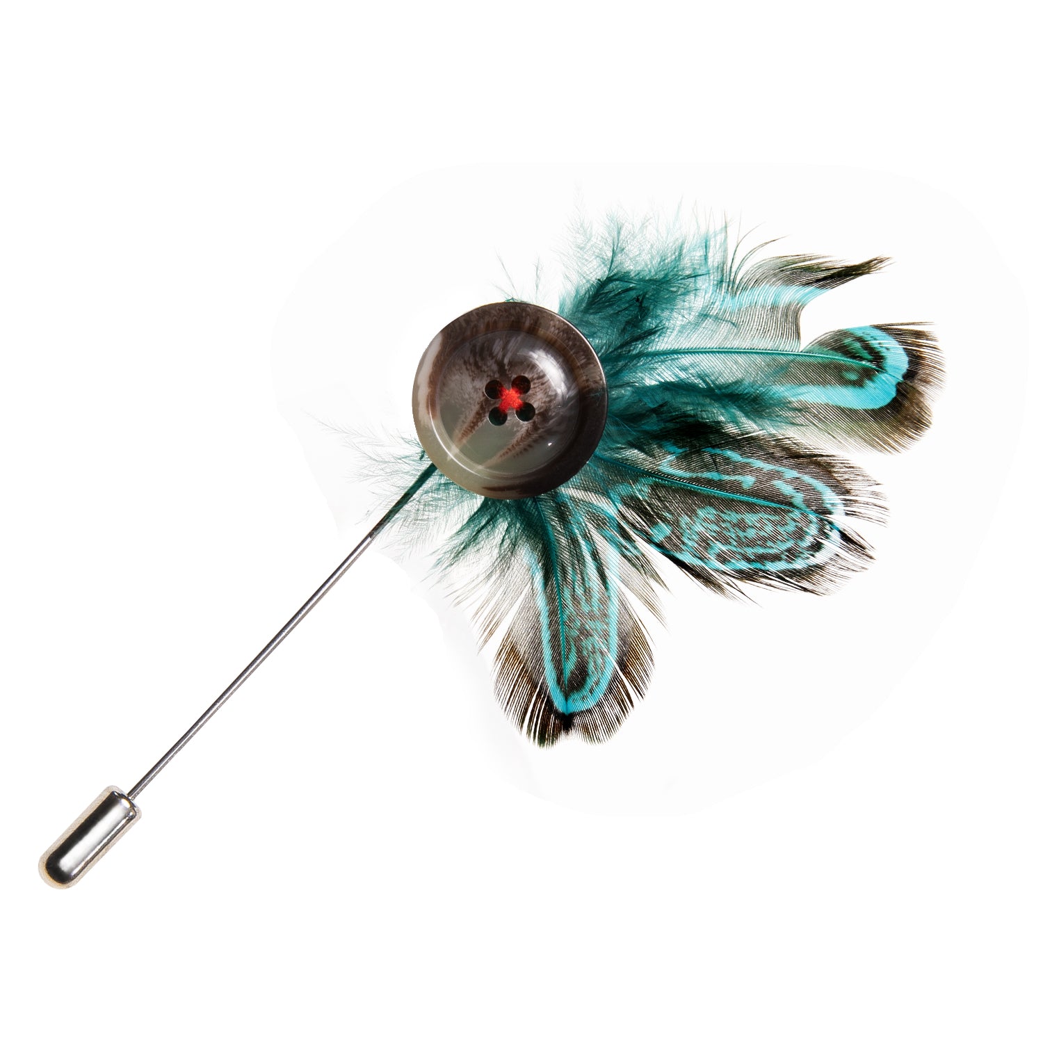 Barry.wang Men's Tie Accessories New Novelty Green Feather Lapel Pin