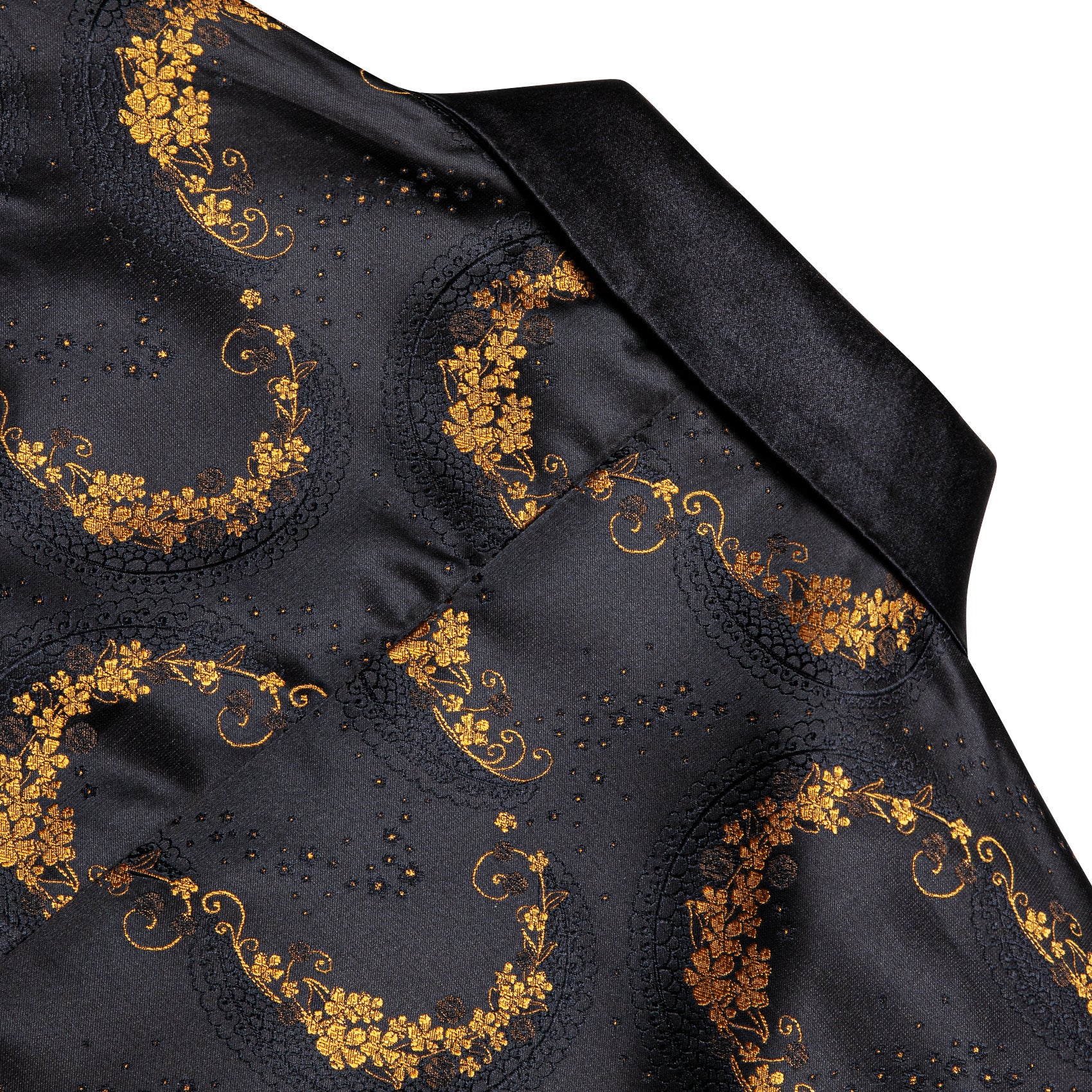 Barry.wang Men's Suit Black Gold Floral Notched Collar Suit Jacket Blazer