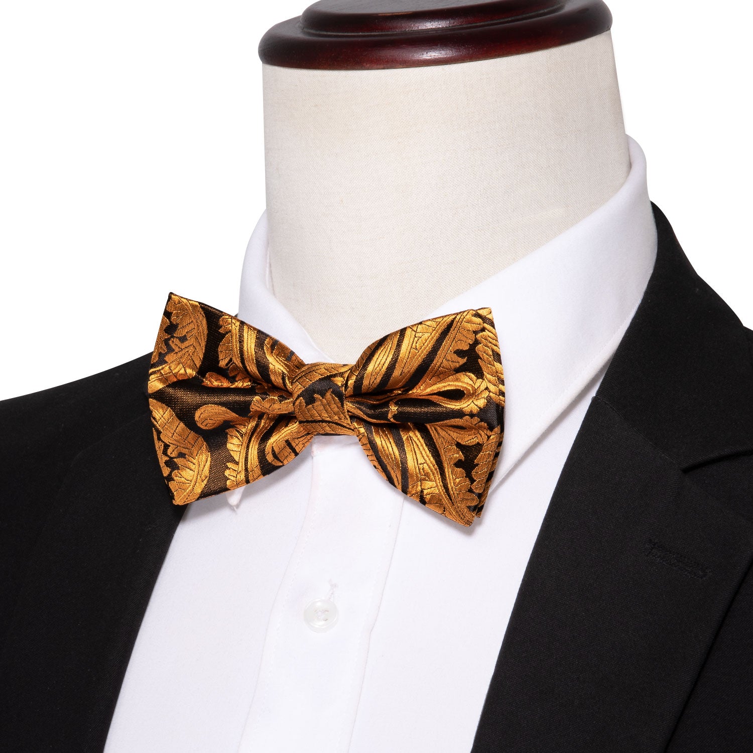 Luxury Gold Paisley Cummerbund  Bow tie Handkerchief Cufflinks Set