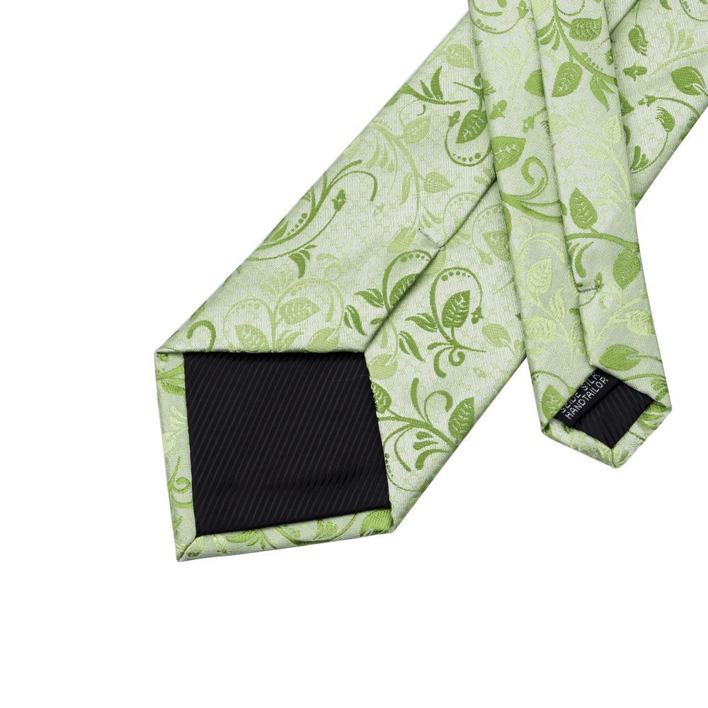 Fluorescent Green Floral Tie Pocket Square Cufflinks Set - barry-wang